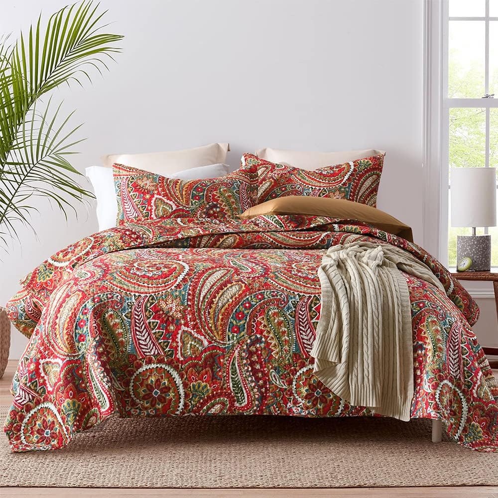 ENASAL Cotton Bedspread Quilt Sets, Reversible Bedding Coverlet Sets
