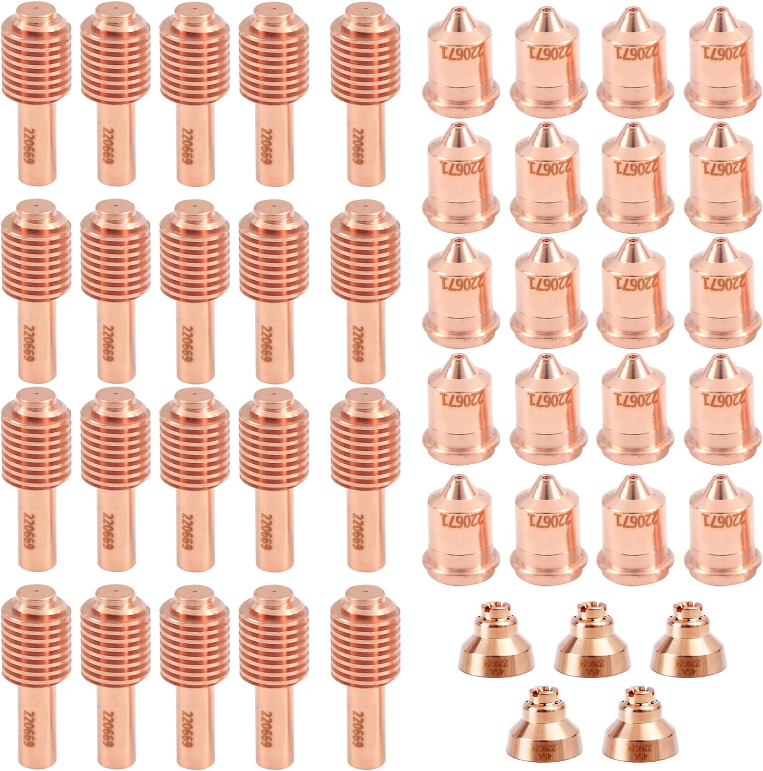5Pcs 220674 Plasma Shield & 20pcs 220669 Plasma Electrode & 20Pcs 220671 Plasma Nozzle Fit for Hypertherm PMX 45 Cutting Torch