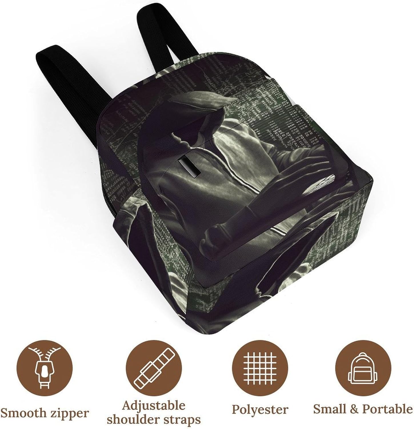 Hacker Mini Backpack Purse for Women | Waterproof durable oxford cloth casual daypack, lightweight small rucksack for work travel outdoor camping daily use & gift