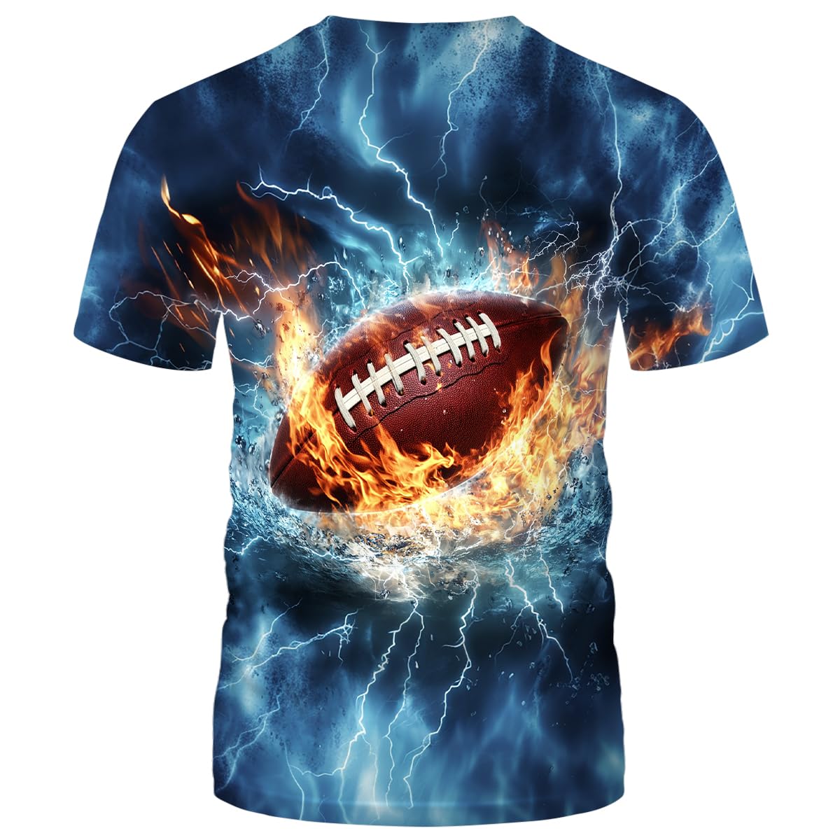 WHNBCW Men's Rugby Graphic T-Shirt - Casual Rugby Fan Tee Shirt,Blue Orange,3XL