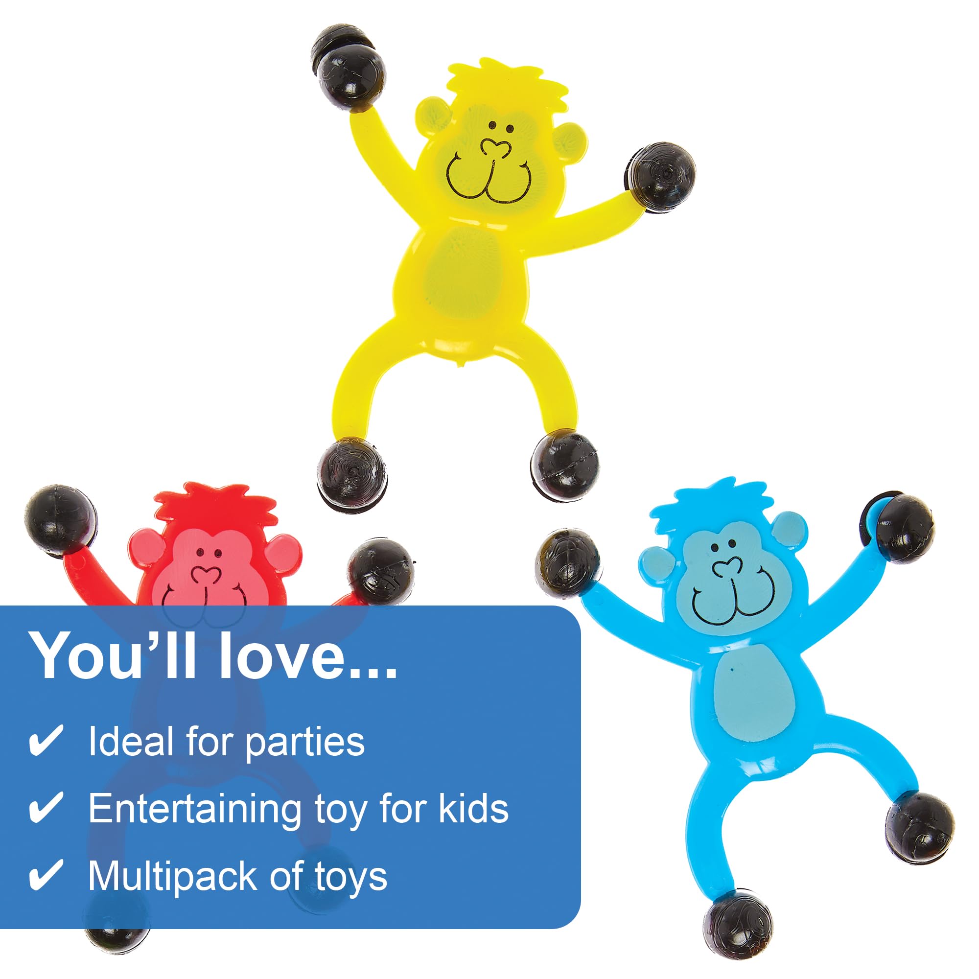 Baker Ross FN103 Monkey Wall Climbers - Pack of 6, Fun Party Bag Fillers for Kids Fidget Toys, Multicolour - Image 3
