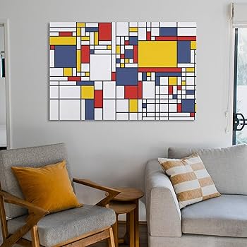 【絵画　アート】抽象画 青 赤 キャンバス　27.5センチ×22センチ Amazon.co.jp: ピート・モンドリアン偉大な抽象画家たち絵画（赤