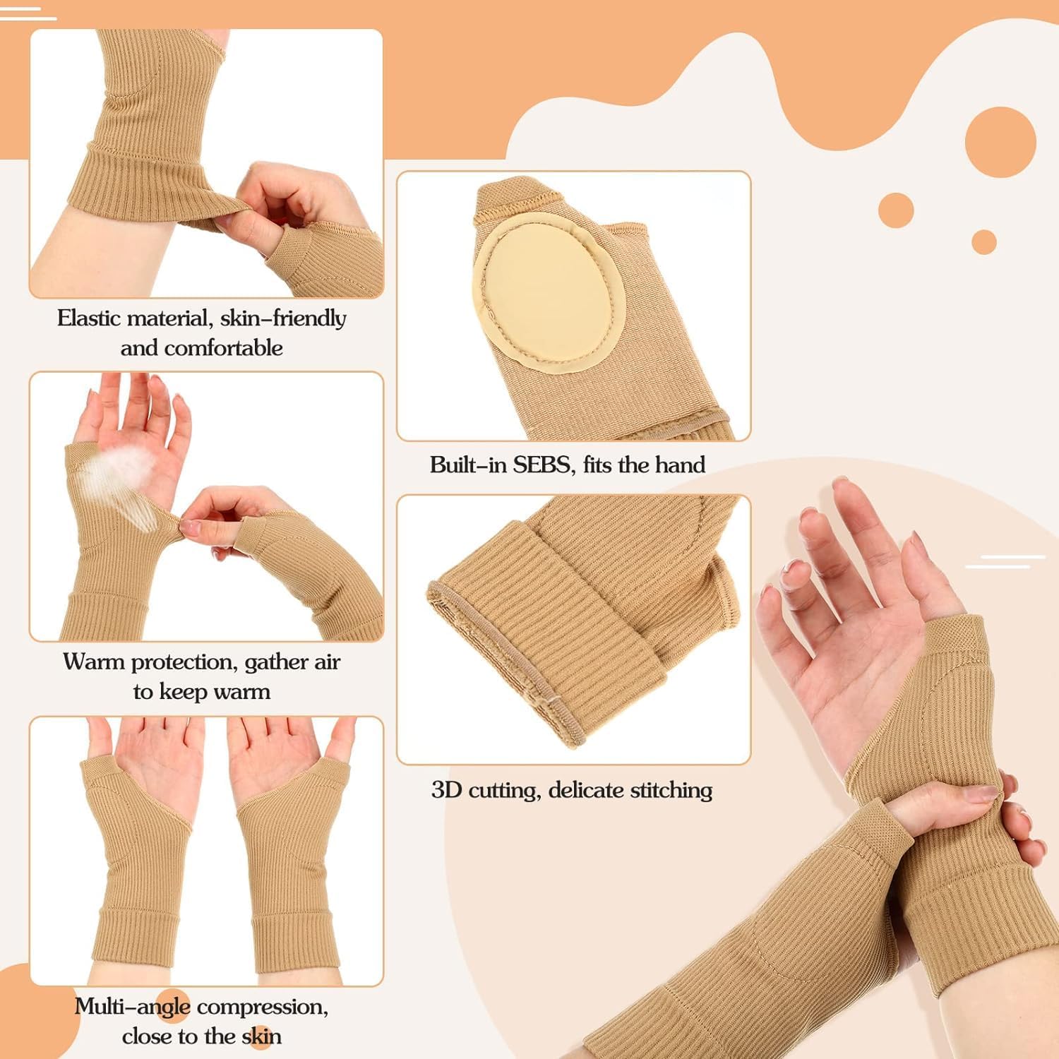 COZY nose - Thumb Compression Arthritis Gloves for Arthritis, Hand Pain Support, Carpel Tunnel, Breathable Wrist Brace Sleeves, Alleviate Rheumatoid, Joint Muscle Tension (Thumb Compression - Skin) 2