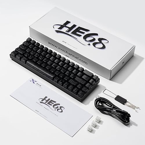 Miniatura 9 de OHY Teclado para juegos 60 por ciento, XVX HE68 Teclado de disparo rápido con interruptores magnéticos de efecto Hall, marco de aluminio CNC, tasa