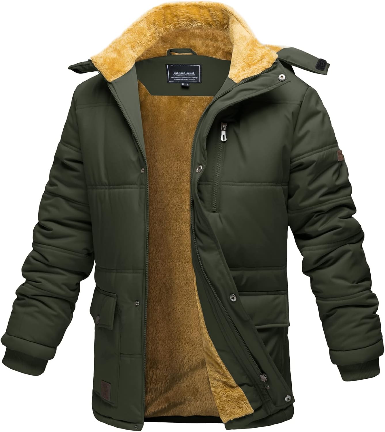 EKLENTSON Mens Winter Jacket with Hood Water Repellent Parka Jacket Thermal Sherpa Lined Coat Windproof