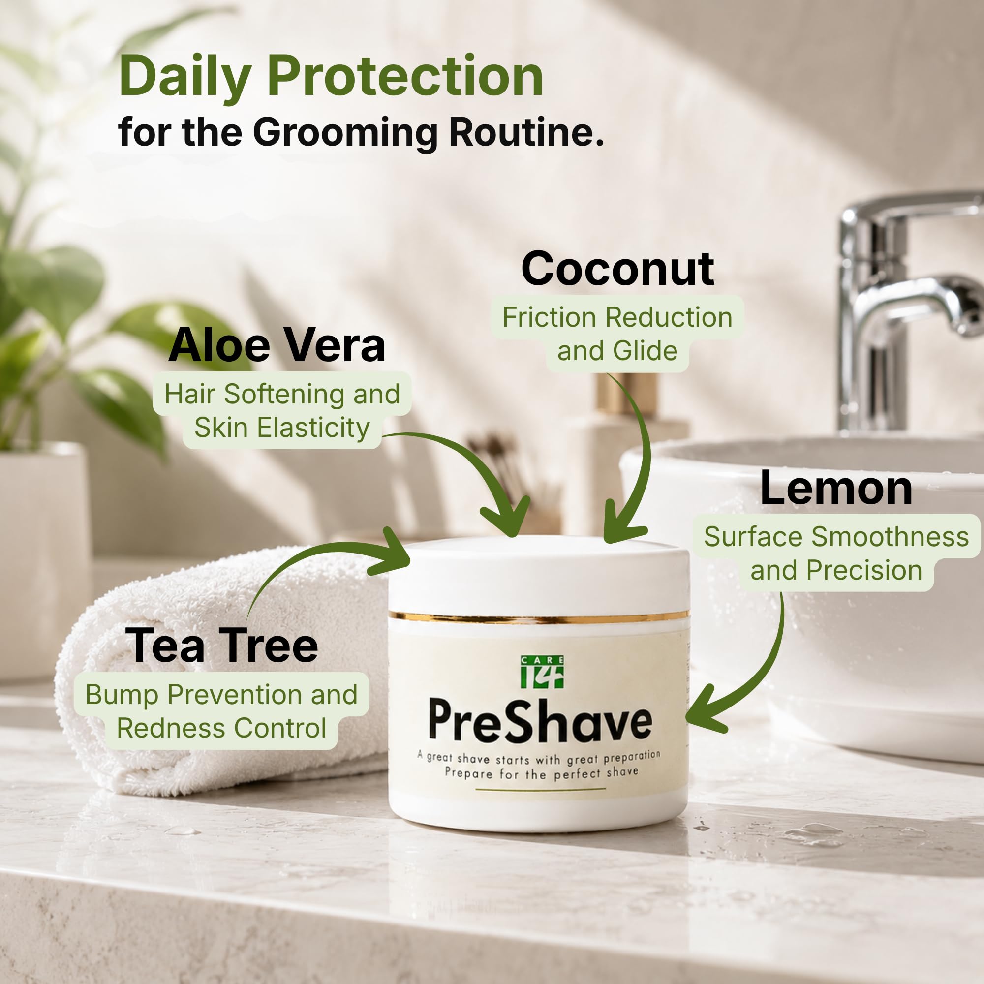 Care14 Pre Shave Gel - Softens the Beard - Prevents Razor Burn - Reduces Risk of Cuts & Burns - 100% Natural - No Chemicals - 100g 1