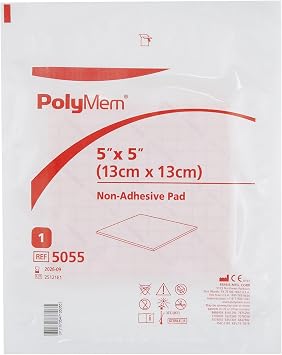 PolyMem Non-Adhesive Pad Dressings 5"x5" by the Each