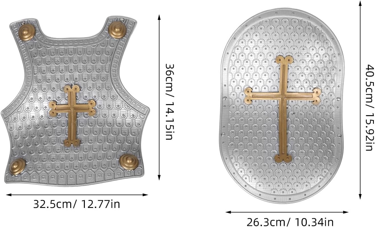 TOYANDONA Retro Armor Set for Kids - Medieval Knight Costume with Toy Shield and Helmet - Children S Role Play Cosplay Accessories for Dress up and Imaginative Play - Image 5