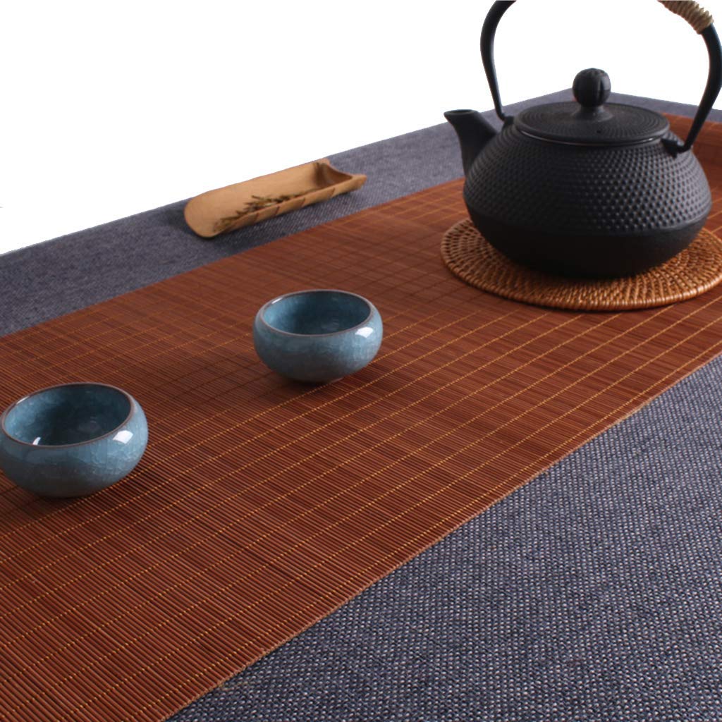 Camino de Mesa de bambú Natural de Estilo japonés, Mantel Antideslizante, manteles Individuales de Cocina para el hogar, Color té (tamaño: 50 y Veces; 240 cm)