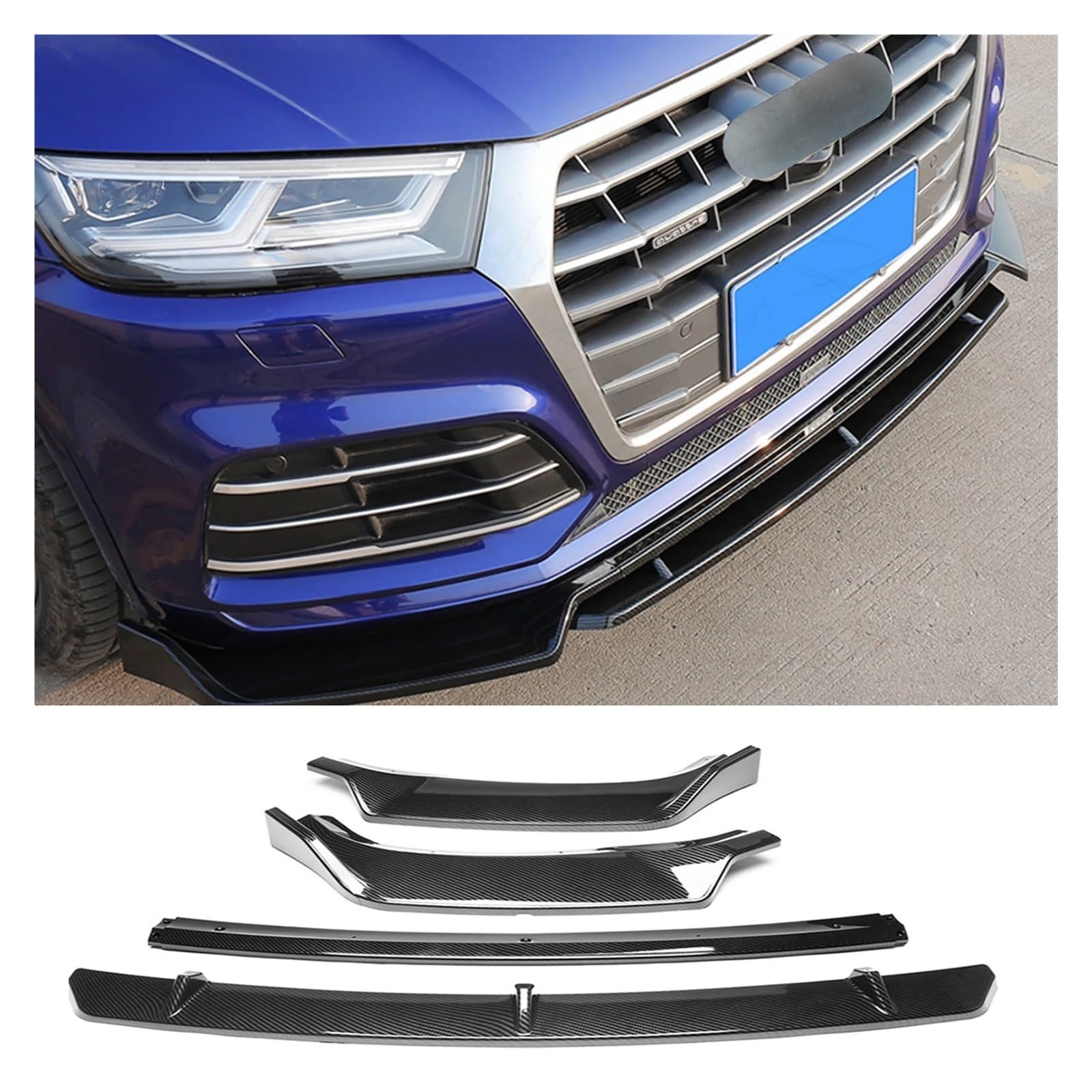 Czarny Połysk Przedni Zderzak Spoiler Kompatybilny z Audi 2018-2020