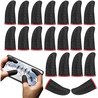 Finger Sleeves 10 Pairs Gaming Finger Sleeves Mobile Game Finger Sleeve Touchscreen Finger Sleeve Finger Gloves Thumb Sleeves Finger Cover Breathable Anti-Sweat Finger Cots Gaming Accessories