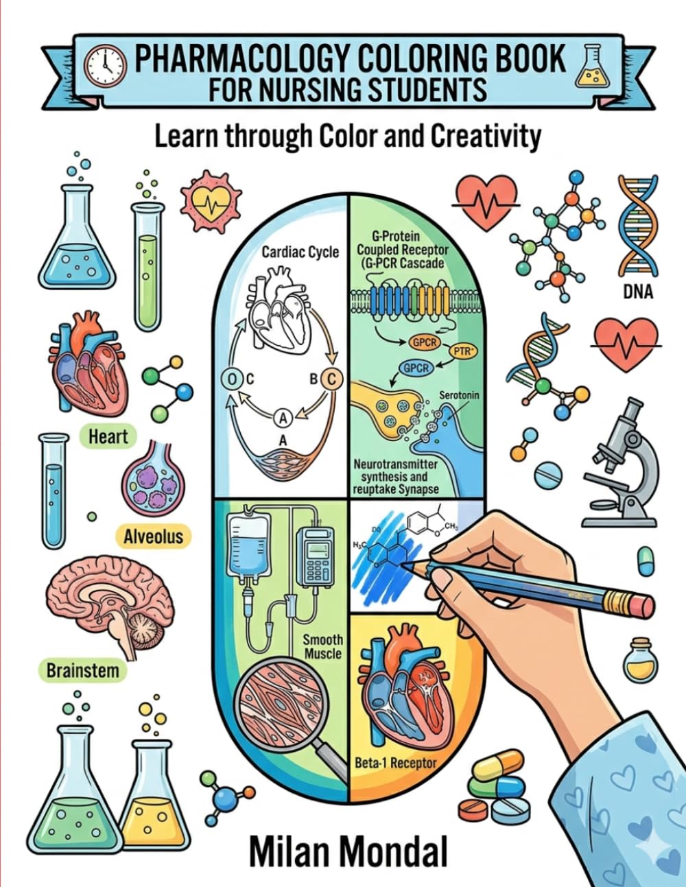 Pharmacology Coloring Book for Nursing Students: Color, Learn & Memorize Drug Classes, Medication Actions, Body Systems, and NCLEX Review with Easy Study Pages