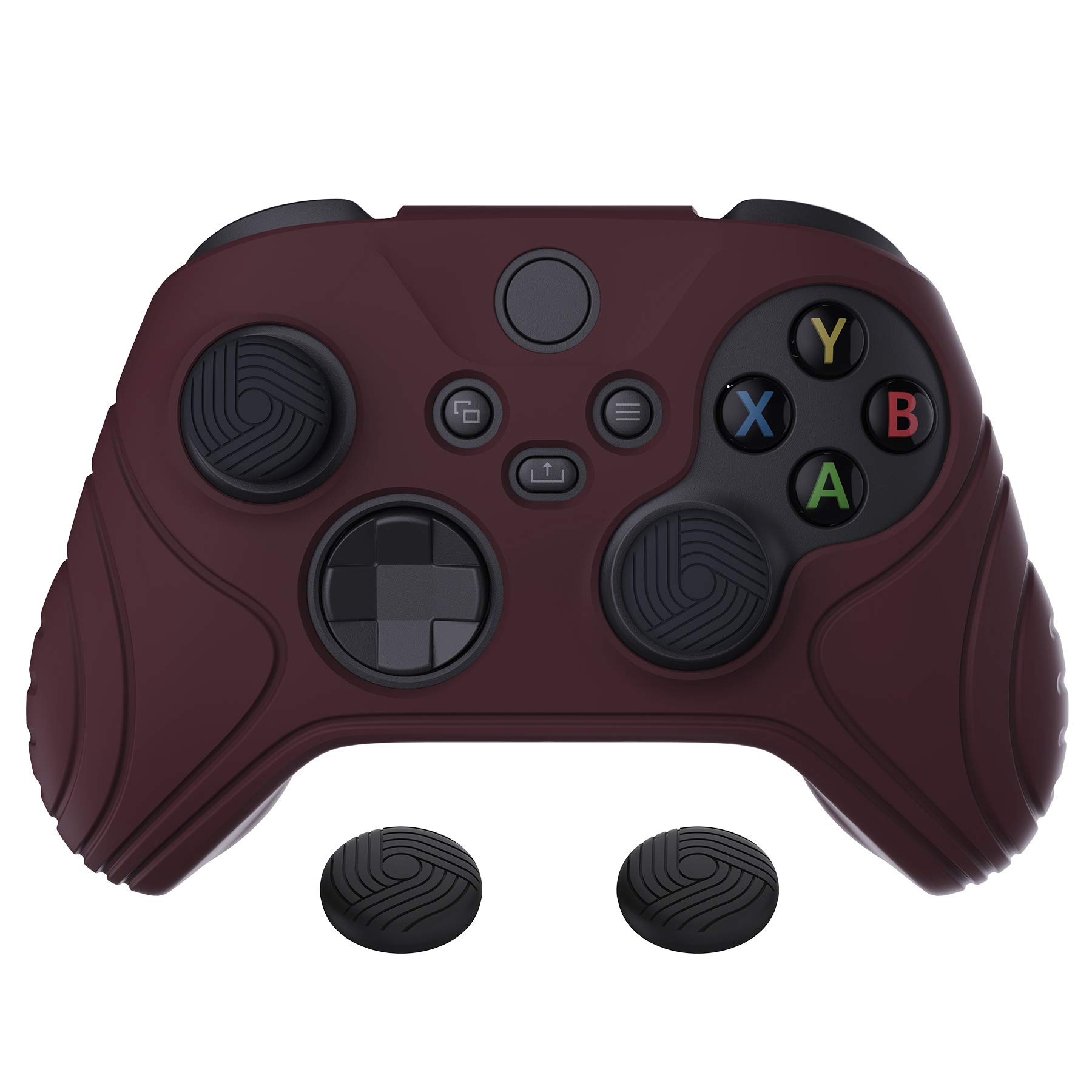 eXtremeRate PlayVital Samurai Edition Silicone Skin for Xbox Series S/X Controller, Anti-Slip Ergonomic Protective Case Cover for Xbox Core Controller w/Thumb Grips - Wine Red - 2