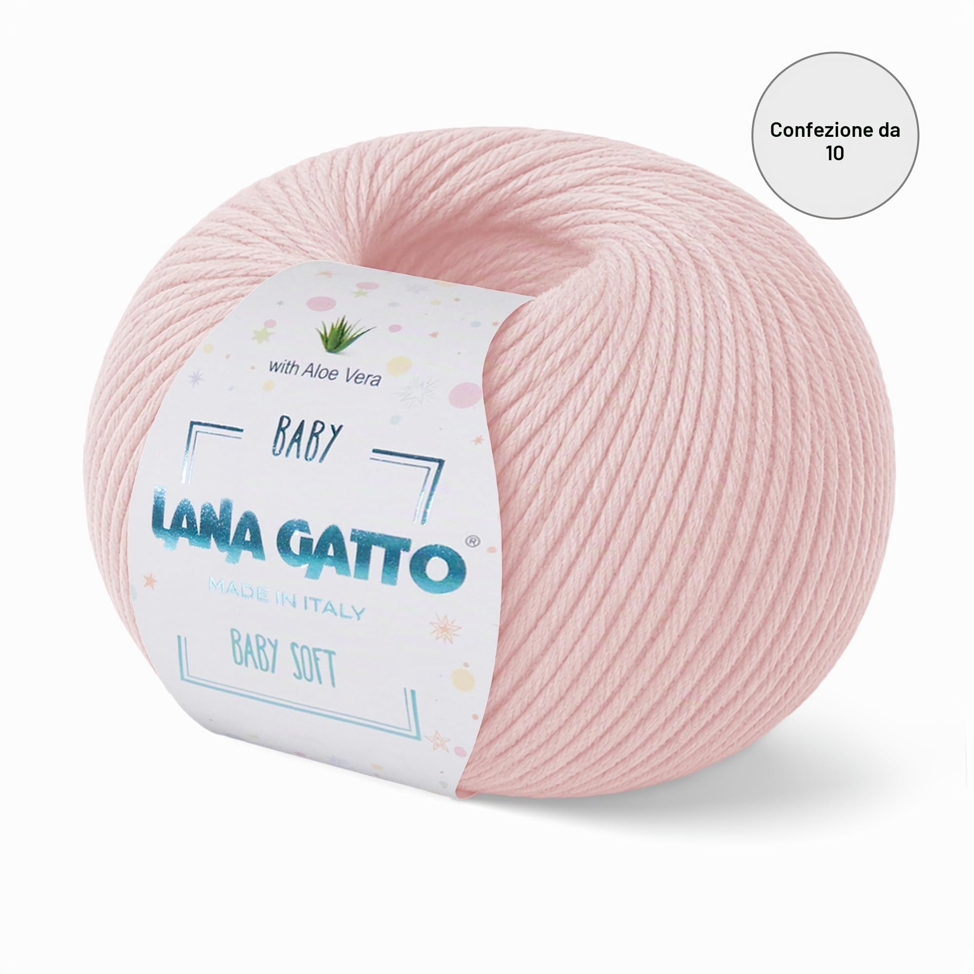 Gomitoli per lavoro a maglia e uncinetto, 100% Pura Lana Vergine Merino Extrafine by Lana Gatto. Linea Baby Soft bambini, neonati naturale con Aloe Vera, 500 g. 1700 mt, (Rosa - 13210, 10)