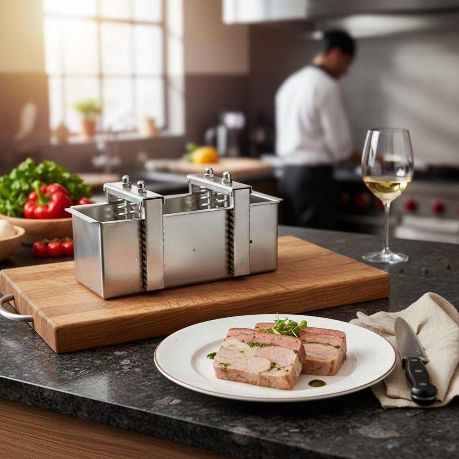 Stampo per Carne in Acciaio Inox Solido Pressa Regolabile Meccanica Utensile Cucina Multifunzione Tagli di Carne E Salumi Adatto a Cucine Domestiche, 2.5KG, Fixed Bottom