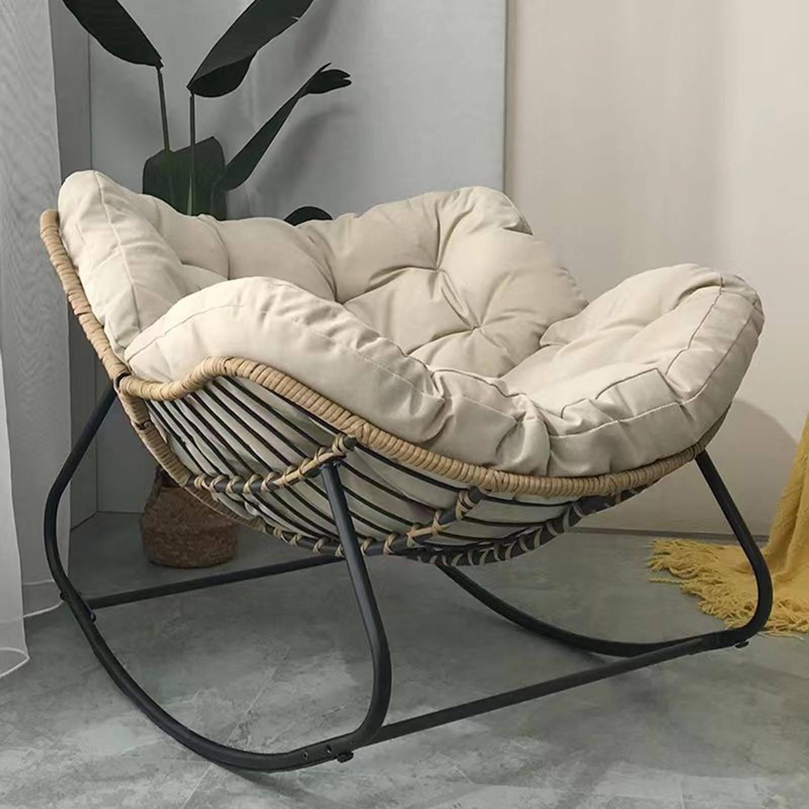 Zewnętrzne grube wiszące krzesło 10 cm wodoodporna szara poduszka na rattanowe krzesło huśtawkowe miękkie i wygodne hamak ogrodowy 125 x 130 cm