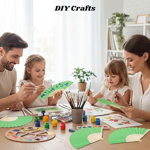 Miniatura 47 de JOHOUSE 12 abanicos de papel blanco de mano – Ventilador de mano plegable de 8.3 pulgadas, ventiladores plegables de mano para mujeres, ventilador