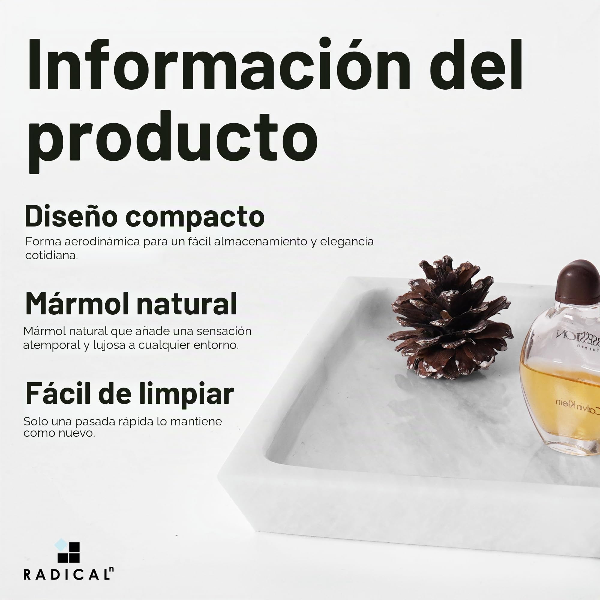 Radicaln Bandeja de mármol blanca de 12 pulgadas, hecha a mano, para encimera de cocina, bandeja de tocador de almacenamiento de maquillaje, bandeja de baño