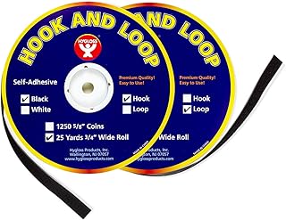 Hygloss Products Self Adhesive Strips - Hook and Loop Fastener Sticky Back Tape- 3/4 Inch x 25 Yards, Black
