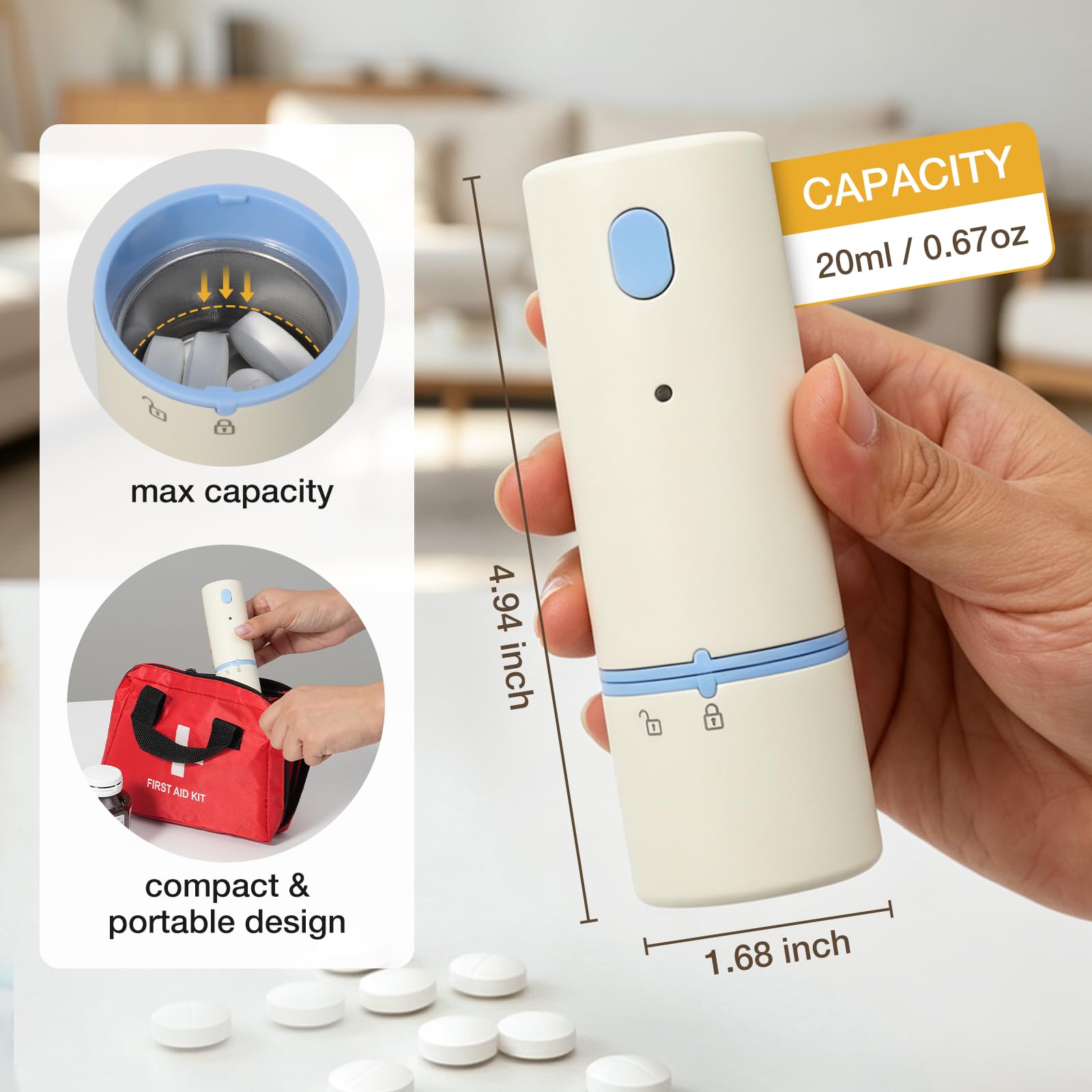 Vucchini Electric Pill Crusher Portable Tablet Grinder for Elderly Pets — Amazon image 2