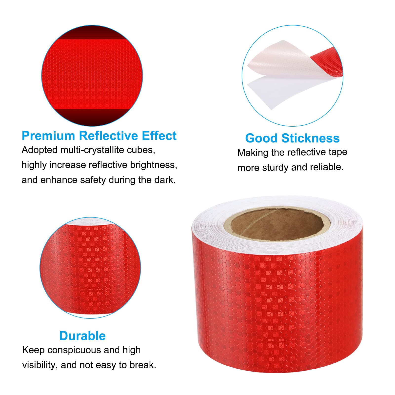 PATIKIL Ruban Réfléchissant Adhésif Rouge 1 Rouleau 10cm x 25 Mètres Ruban Adhésif Réfléchissant de Sécurité Imperméable et Haute Visibilité pour Camions, Remorques, Voitures