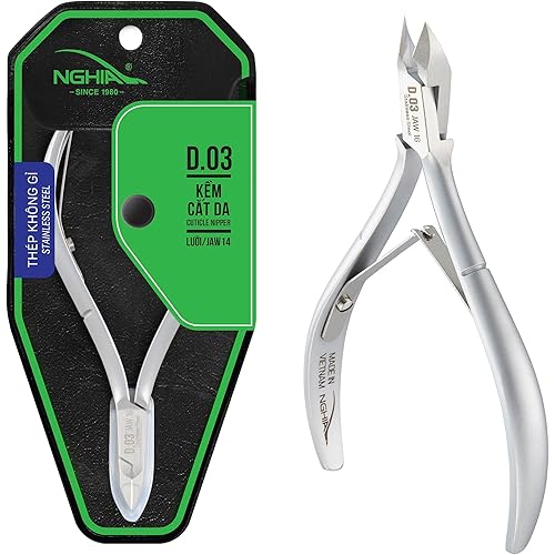 NGHIA Cuticle Nipper - D-03 JAW 14 | Stainless Steel | Durable and Sharp | Ergonomic Design | Grey Plated | Ideal for Salons and Home Use