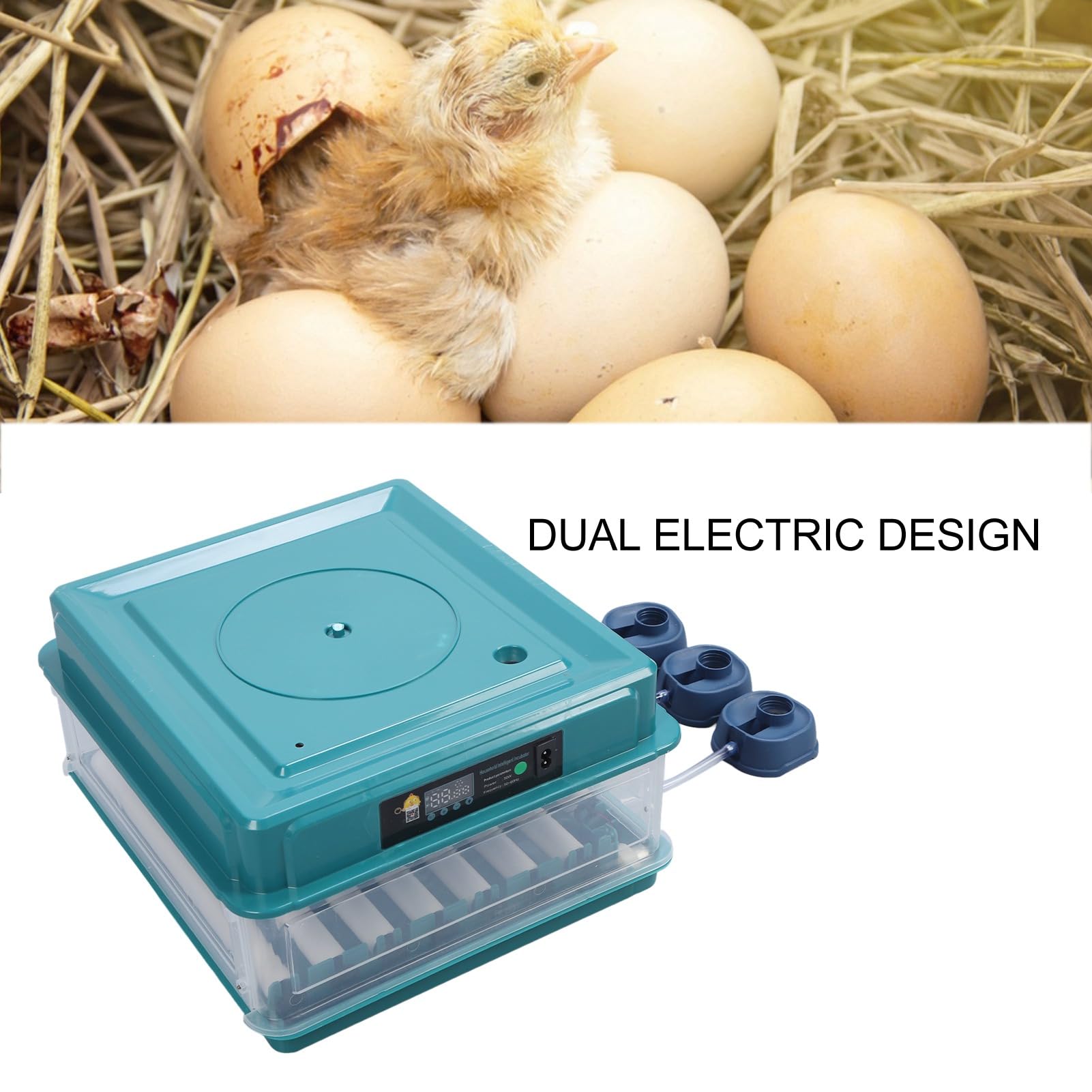 Controlador de Incubadora de Huevos, Controlador de Temperatura de Incubadora de Fácil Observación, Luz LED con Giro Automático para Laboratorios (Enchufe europeo 220V 38 huevos)