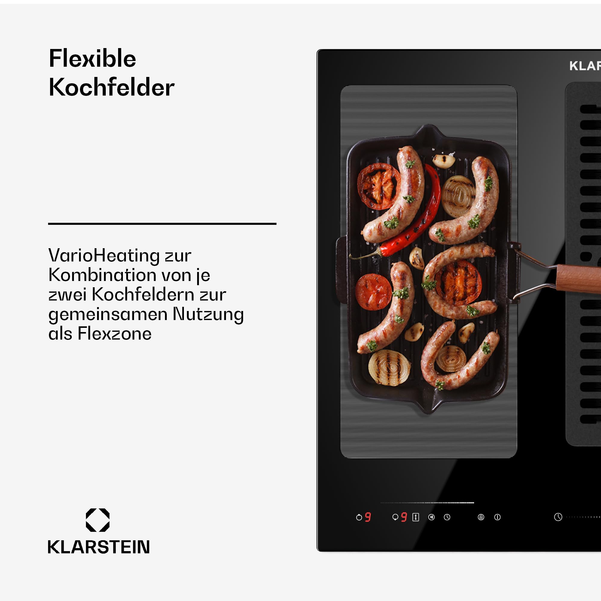 Klarstein 2-in-1 Kochfeld mit Dunstabzug Integriert, Induktionskochfeld mit Dunstabzug für Kücheninsel, Kochfeld mit Integriertem Dunstabzug 60cm, 391m³/h Luftstrom, Touch Control, Energieklasse A+