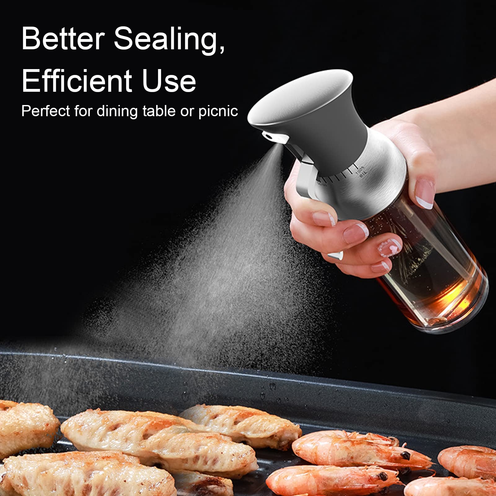 HERCHR Oil Sprayer for Cooking, Olive Oil Spray Bottle, Advanced Oil Sprayer for Cooking, Olive Oil Spray for Salad, BBQ, Kitchen Baking, Roasting