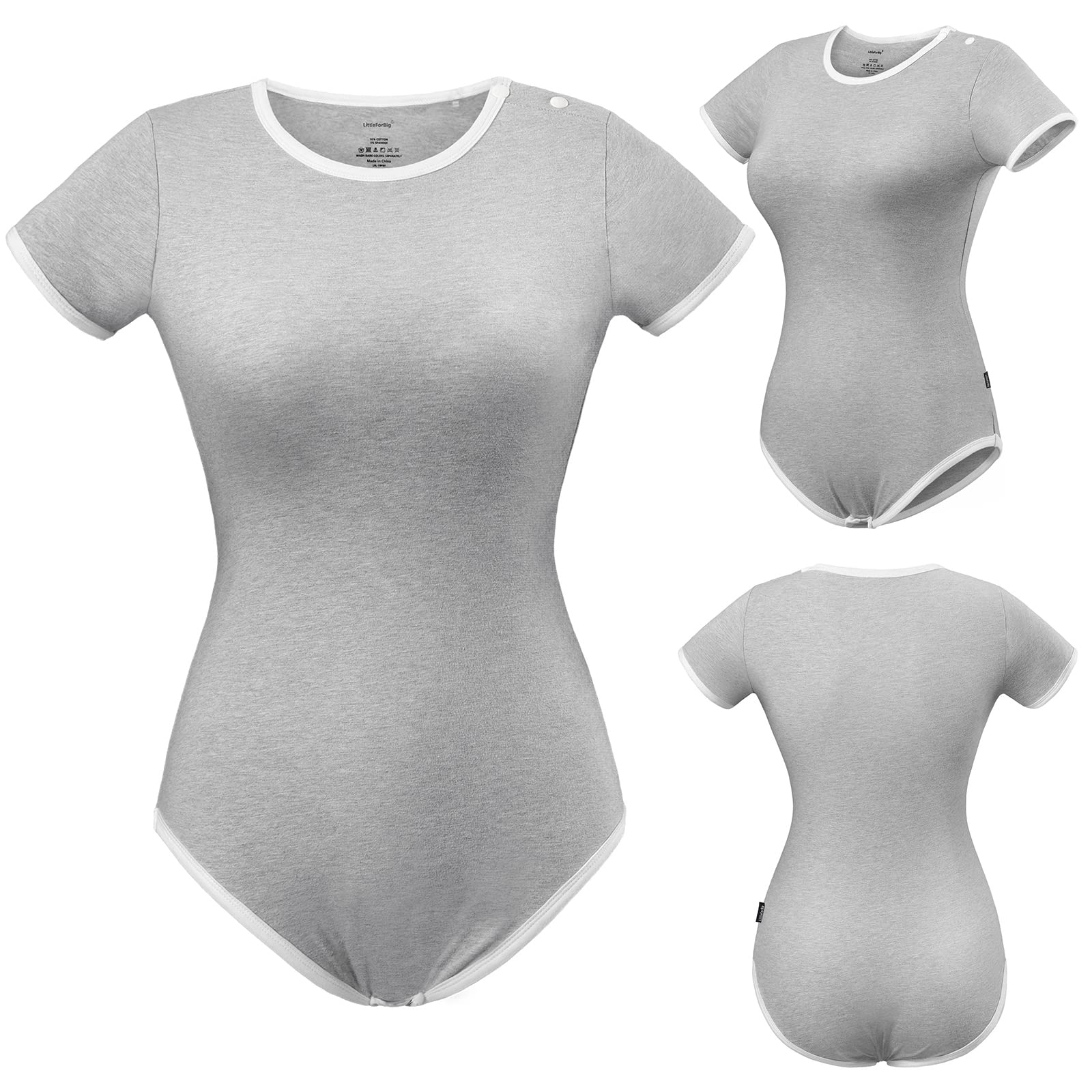 LittleForBig Bawełniany śpioszki Onesie Piżama Bodysuit-Seria pastelowa Szary