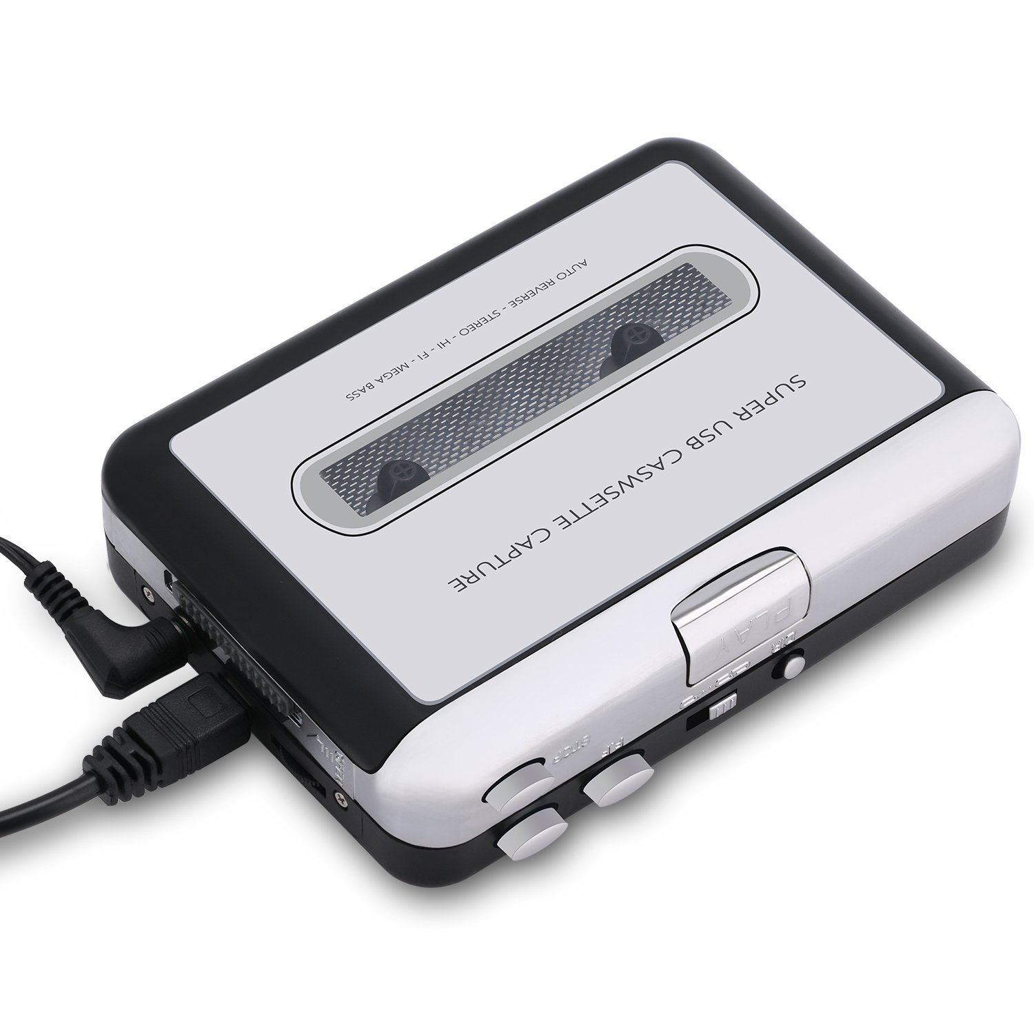 Incutex Reproductor y convertidor de casetes en MP3 con PC vía USB, Convertidor Digital de casetas, Conversión de Cintas a Formato MP3, Compatible con Windows y Mac