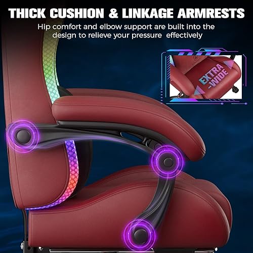 Miniatura 9 de GTPLAYER Silla para videojuegos, silla de computadora con luces LED RGB, silla ergonómica de respaldo alto para adultos con reposapiés, sillas de