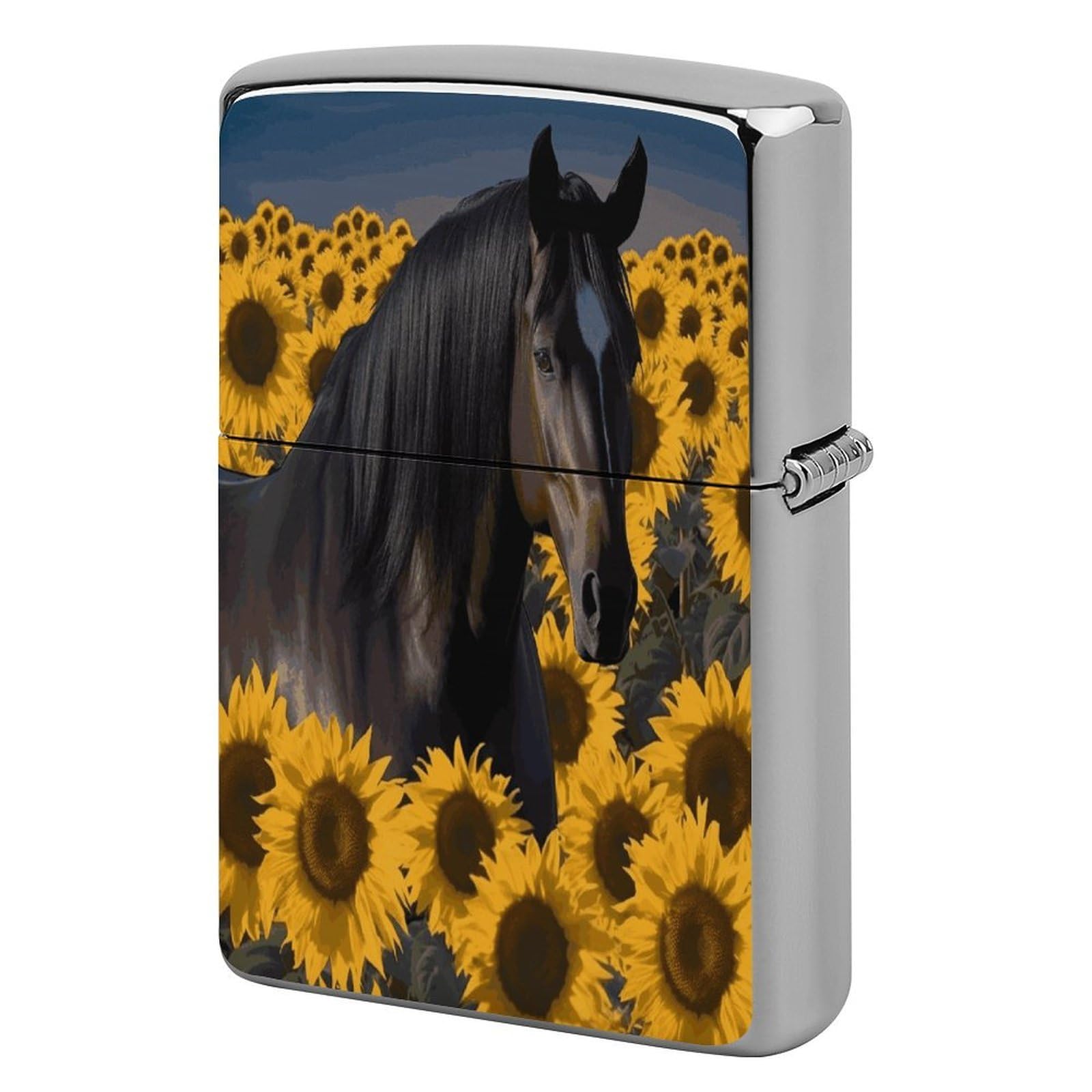 Btcowzrv Style Dark Horse Under The Sunflowers Metal Lighter Case Sleeve Cover Holder