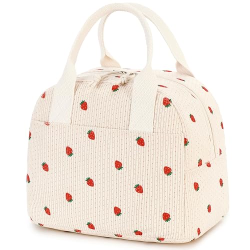 LOVELYWIND Strawberry Print Insulated Lunch Bag