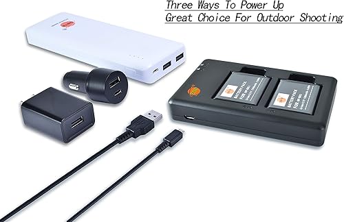 Miniatura 3 de DSTE NB-6L NB-6LH Cargador de batería dual rápido con cable micro USB compatible con Canon CB-2LY y PowerShot SX530 HS, S95, SX610 HS, SX280 HS,