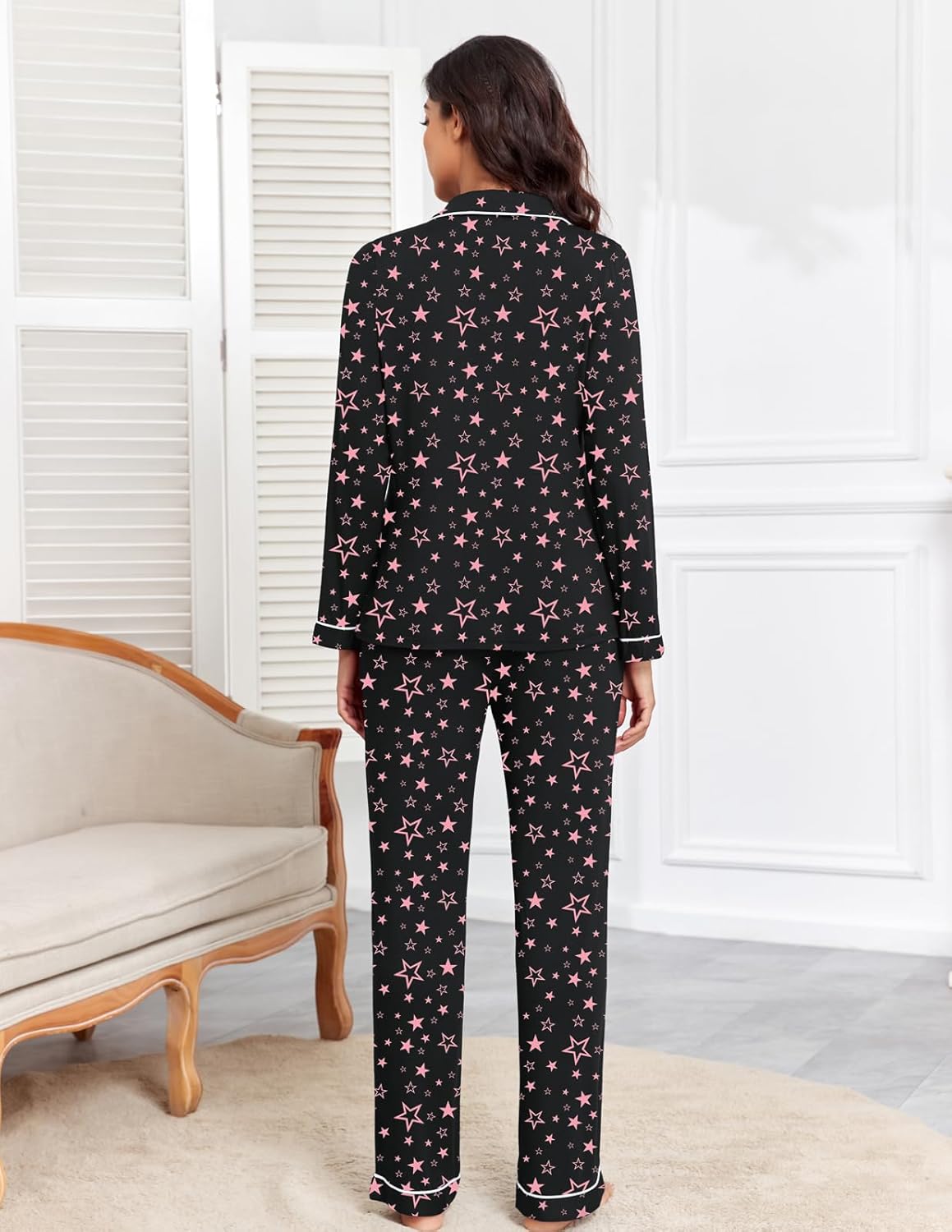 Veseacky Women Ribbed Knit Pajamas Set Lounge Set 2-Piece Warm Sleepwear Nightwear Soft Fleece Pjs Set S-XXL - Image 4