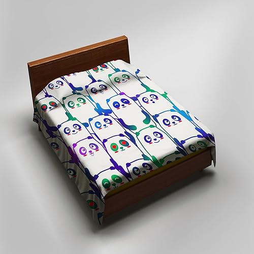 Miniatura 3 de BailiPromise Juego de sábanas de 4 piezas con diseño de panda de dibujos animados tamaño Queen, diseño de animales kawaii, sábana bajera estampada