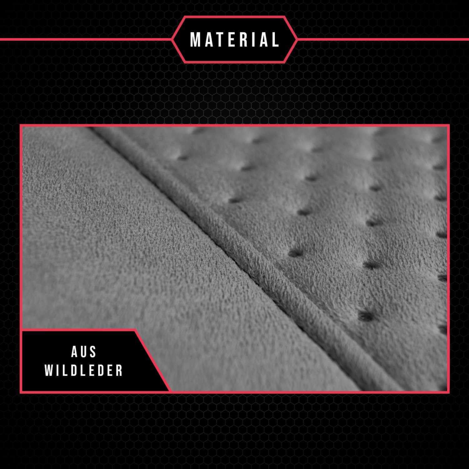 2er Set Autositzbezüge PKW universal | Auto Sitzbezüge Velourslederimitat Grau für Airbag geeignet | für Vordersitze | 1+1 Autositze vorne