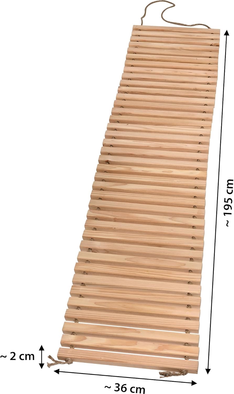 dobar® Green Label Mobile Garden Wooden Path Made of Douglas Fir - Rollable Garden Path Made of Solid Wood - Rolling Path for the Garden/Patio with Jute Carry Handles - Natural