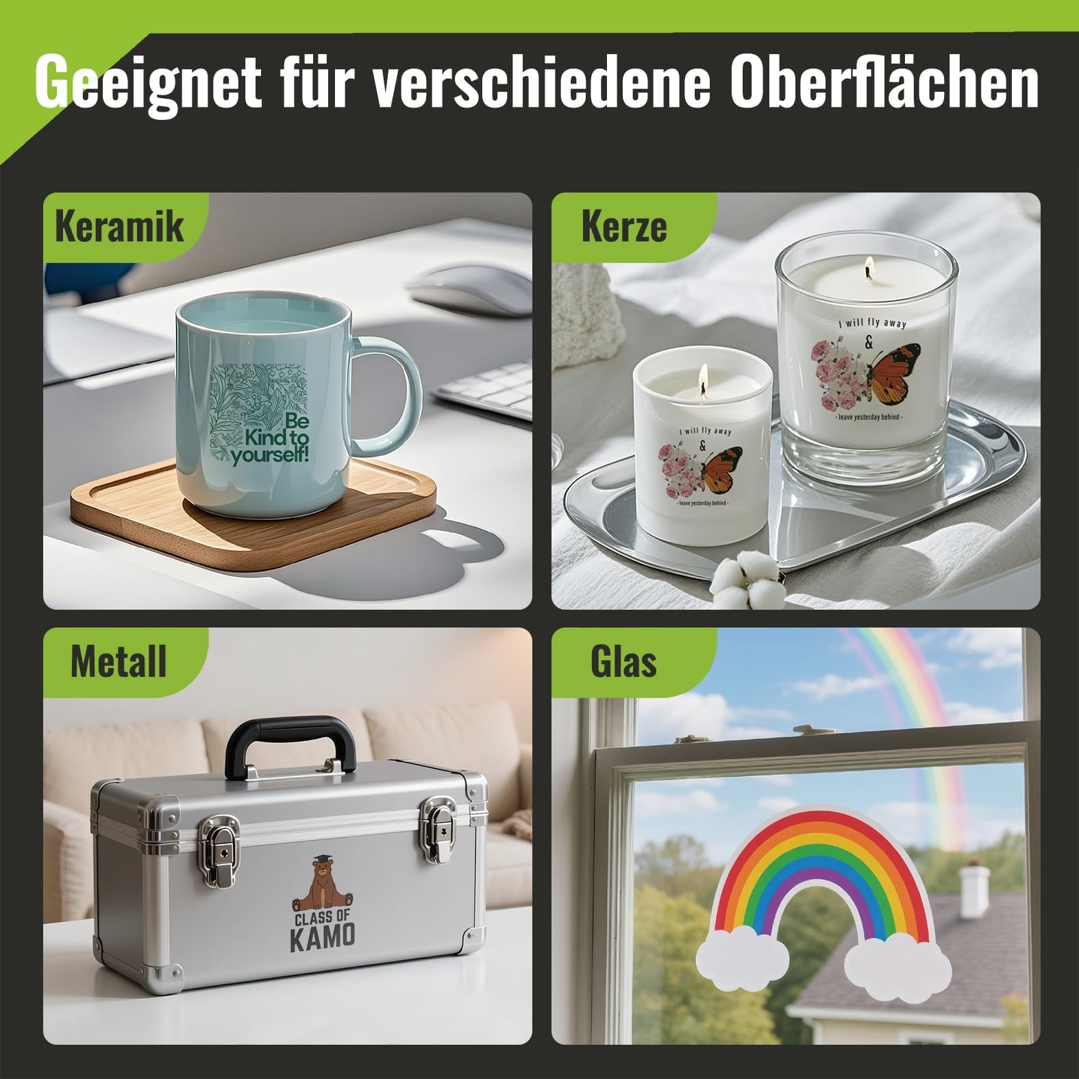 Kamo Wasserschiebefolie Transparent A4 für Laserdrucker – 30 Blätter Decalfolie für Keramik, Glas, Tassen, Kerzen, Kunststoff und Modellbau DIY Projekte