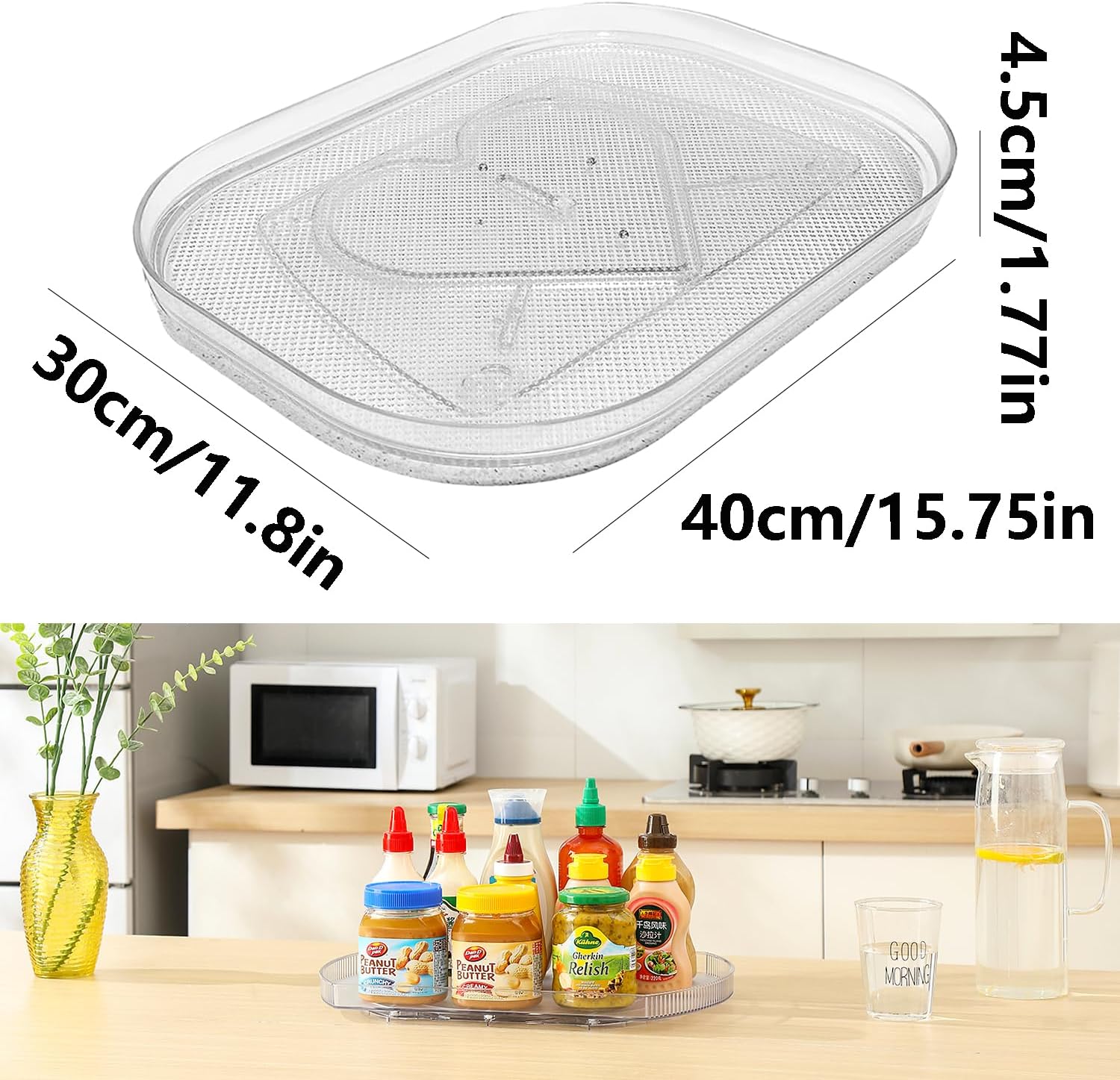 ARJDXDP Lazy Susan Plateau Tournant 360° Transparent, Organisateur de Cuisine Sans Perçage, Polyvalent et Durable - Image secondaire