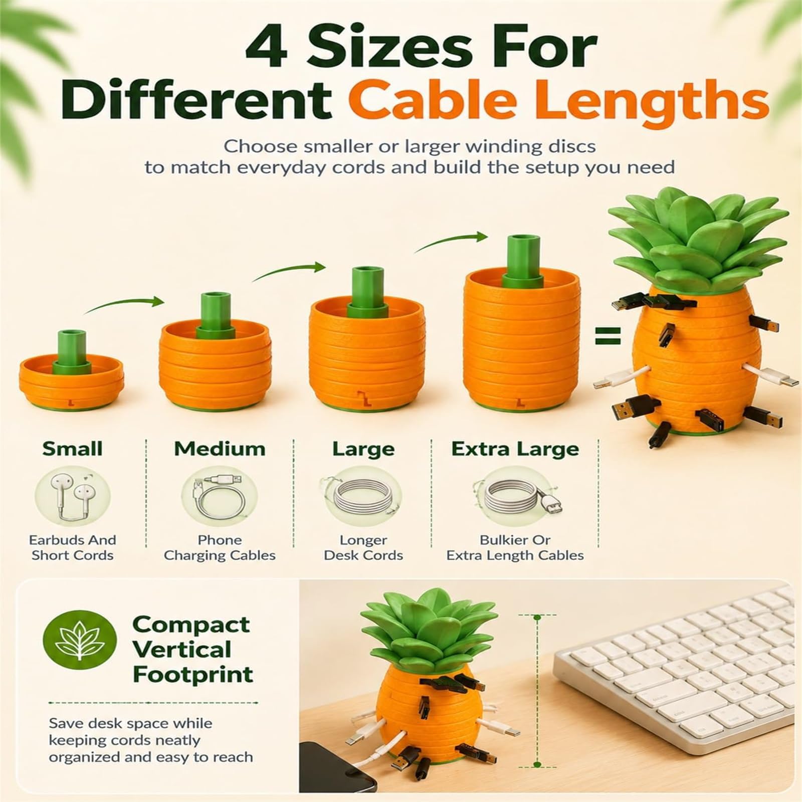 Modularer Kabel-Organizer, Ananas-Kabel-Aufbewahrungshalter (1Pcs)