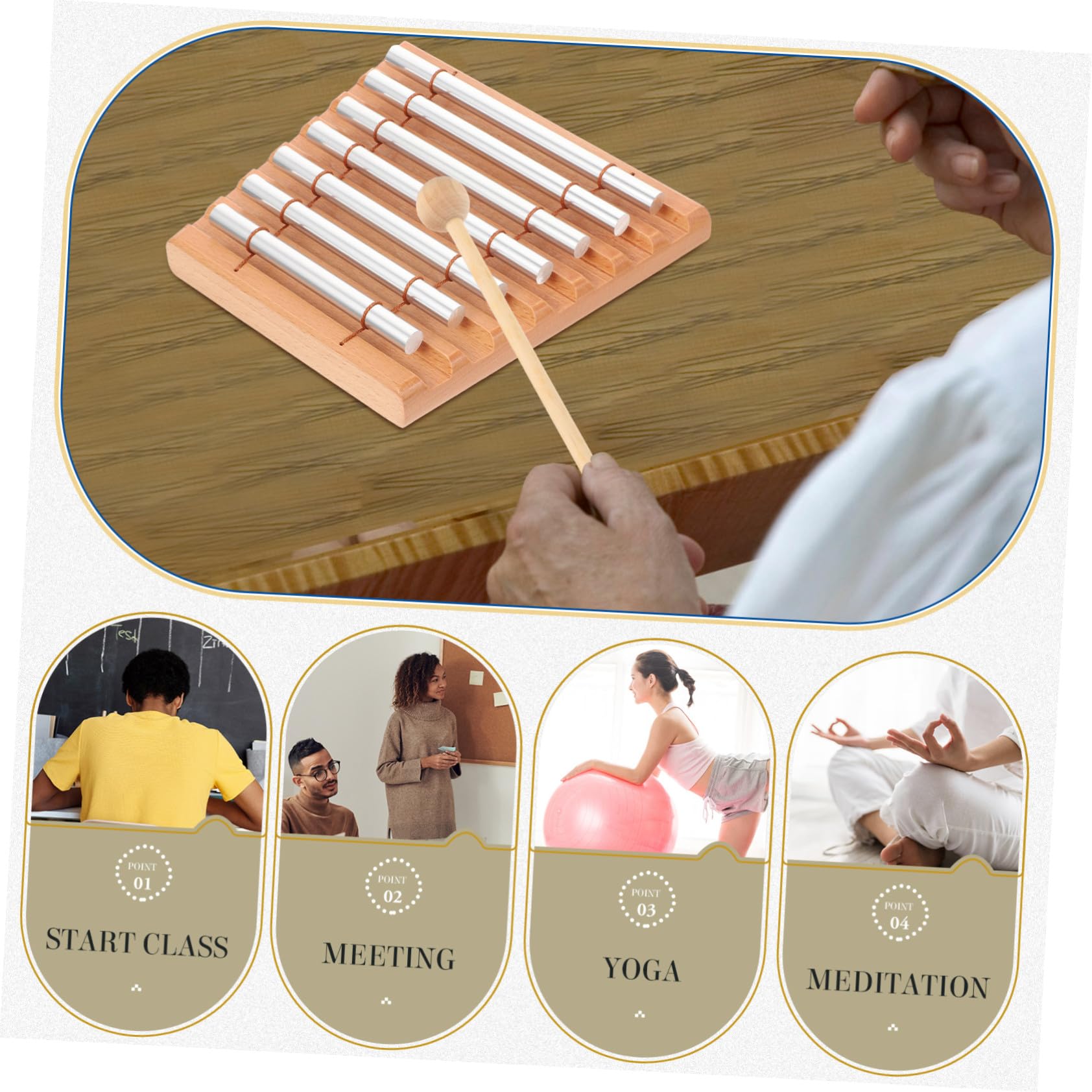 Conjunto de Campanas de Percusión de Madera de Tonos con Instrumento Musical Educativo para Sonido para Aprendizaje Rítmico y Sensorial