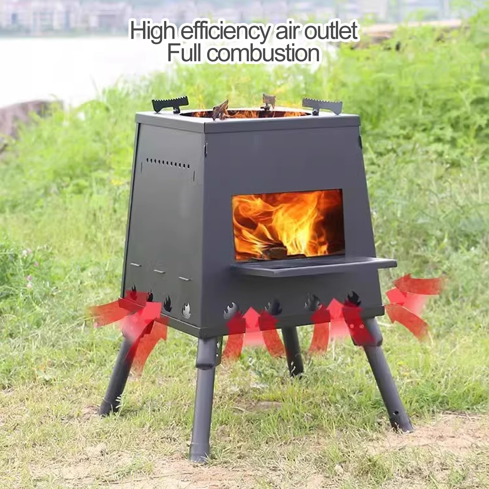 Réchaud de camping portable, réchaud à bois amovible avec sac de transport pour barbecue, pique-nique, randonnée et camping