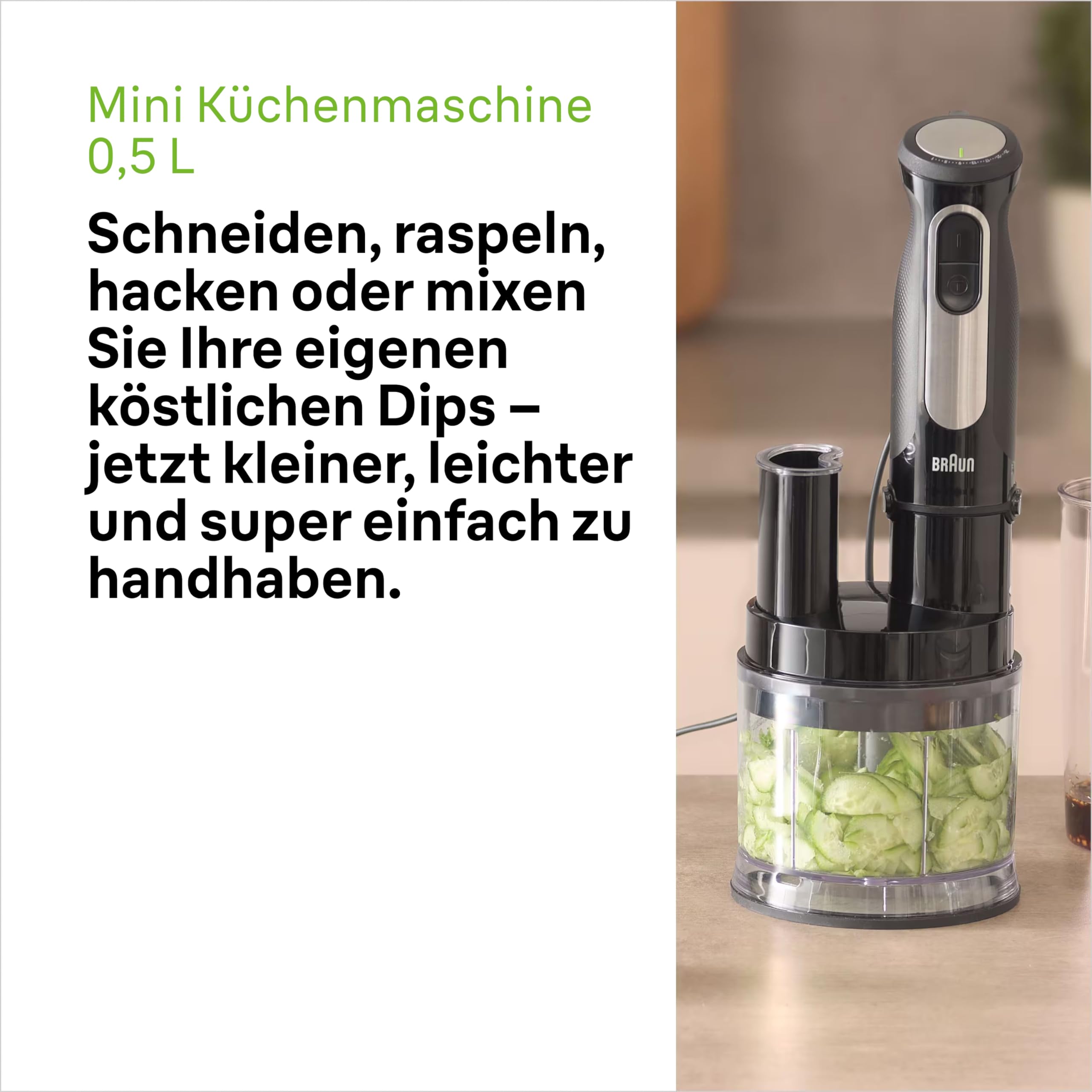 Braun MultiQuick 5 Stabmixer 1000W - Edelstahl Zubehör Mit 2 Geschwindigkeiten