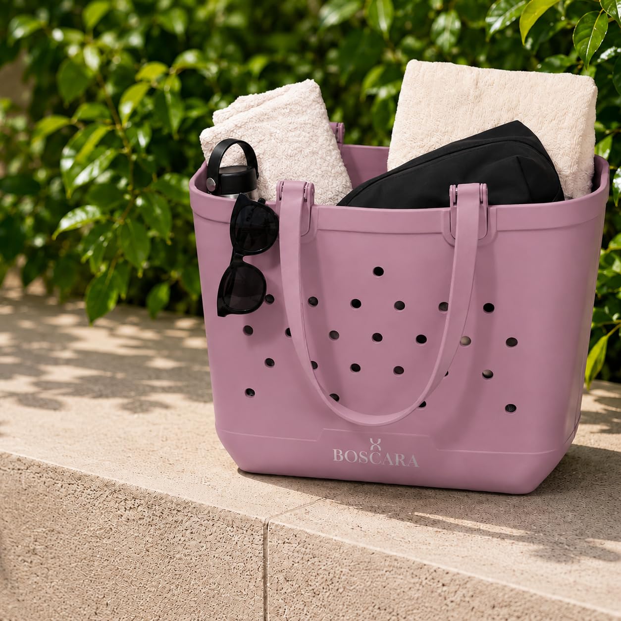 Bolso EVA Playa Grande – Bolsa Impermeable Mujer con Asas Largas, Diseño Perforado, Ligero y Fácil de Limpiar, Ideal para Playa, Piscina y Camping