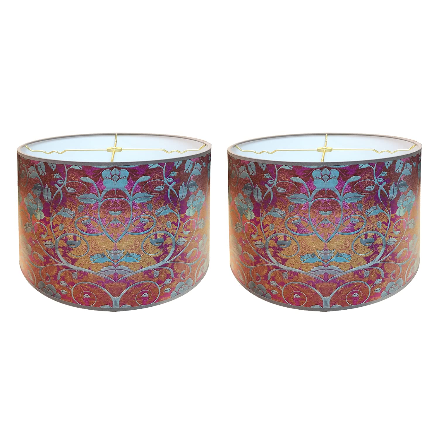Royal Designs, Inc. Trendy Decorative Handmade Lamp Shade, Made in USA, 10in, HBC-8074-10-2, Raspberry Lotus - 2 Pk