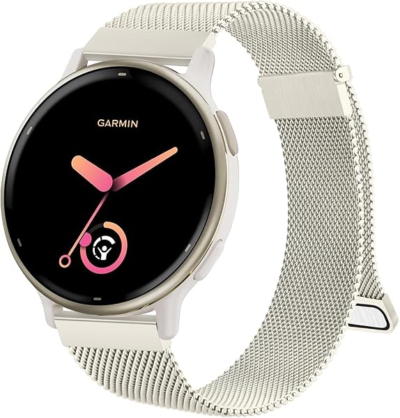 Metal Mesh Strap for Garmin Vivoactive 5/6/3 Music, Forerunner 55/165/245/645, Quick Release 20mm Replacement Stainless Steel Wrist Bnad For Venu SQ 2 Music - 2
