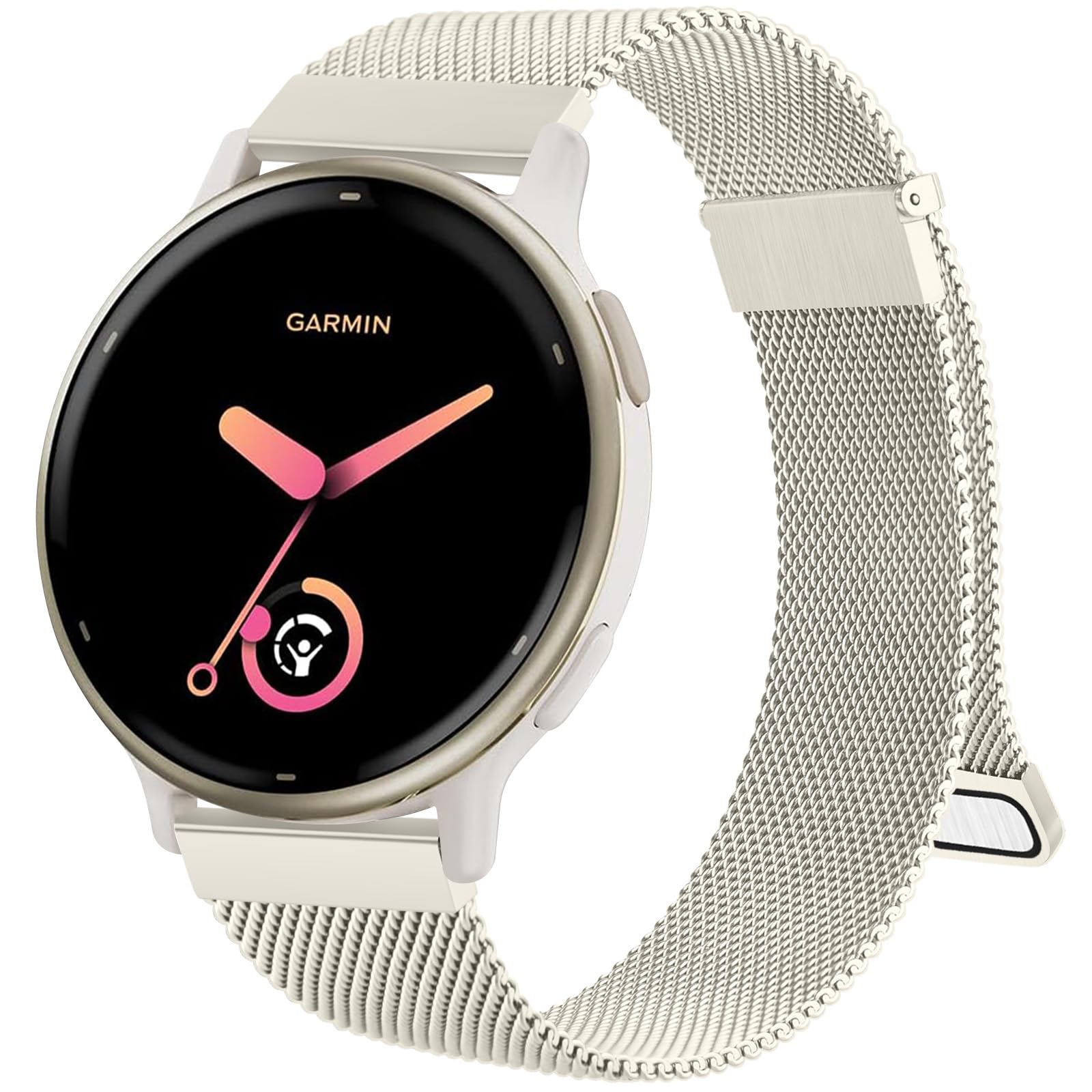 Metal Mesh Strap for Garmin Vivoactive 5/6/3 Music, Forerunner 55/165/245/645, Quick Release 20mm Replacement Stainless Steel Wrist Bnad For Venu SQ 2 Music — view 2