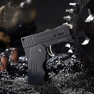 Metal Double Fire Deformation Pistol Butane Gas Lighter Free Fire Jet Torch Windproof Cigarette Flint Grinding Wheel Lighter (Color : Business Black)